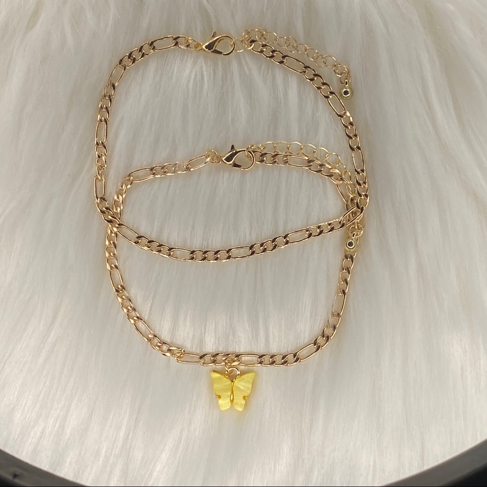 Yellow Acrylic Butterfly Anklet